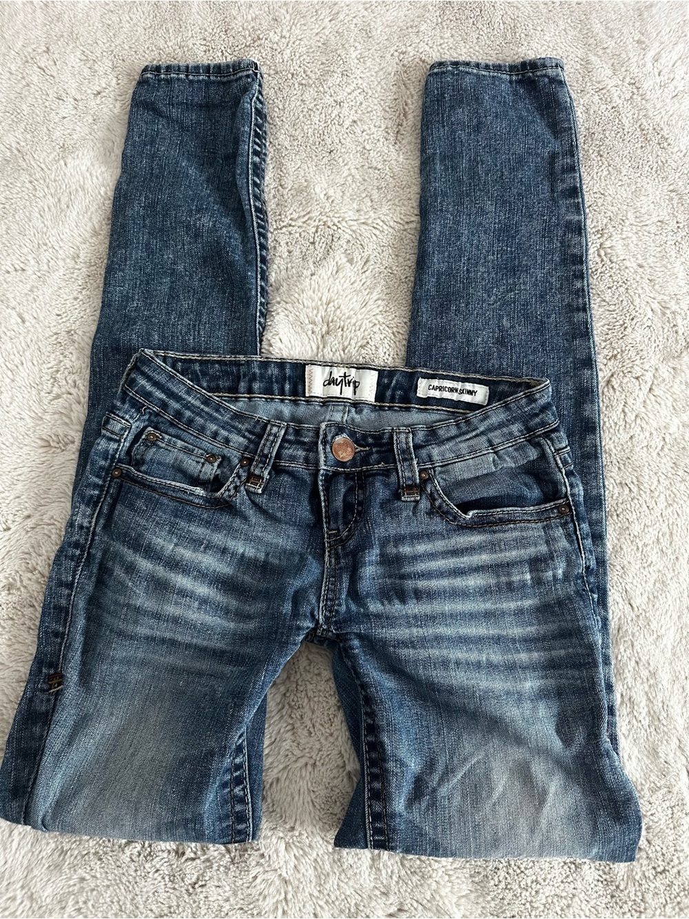 Daytrip Women's Skinny Jeans in Faded Blue Denim